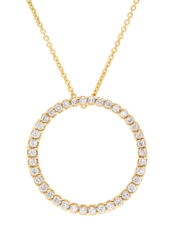 Appraisal: Sale Lot An Karat Yellow Gold and Diamond Circle Pendant