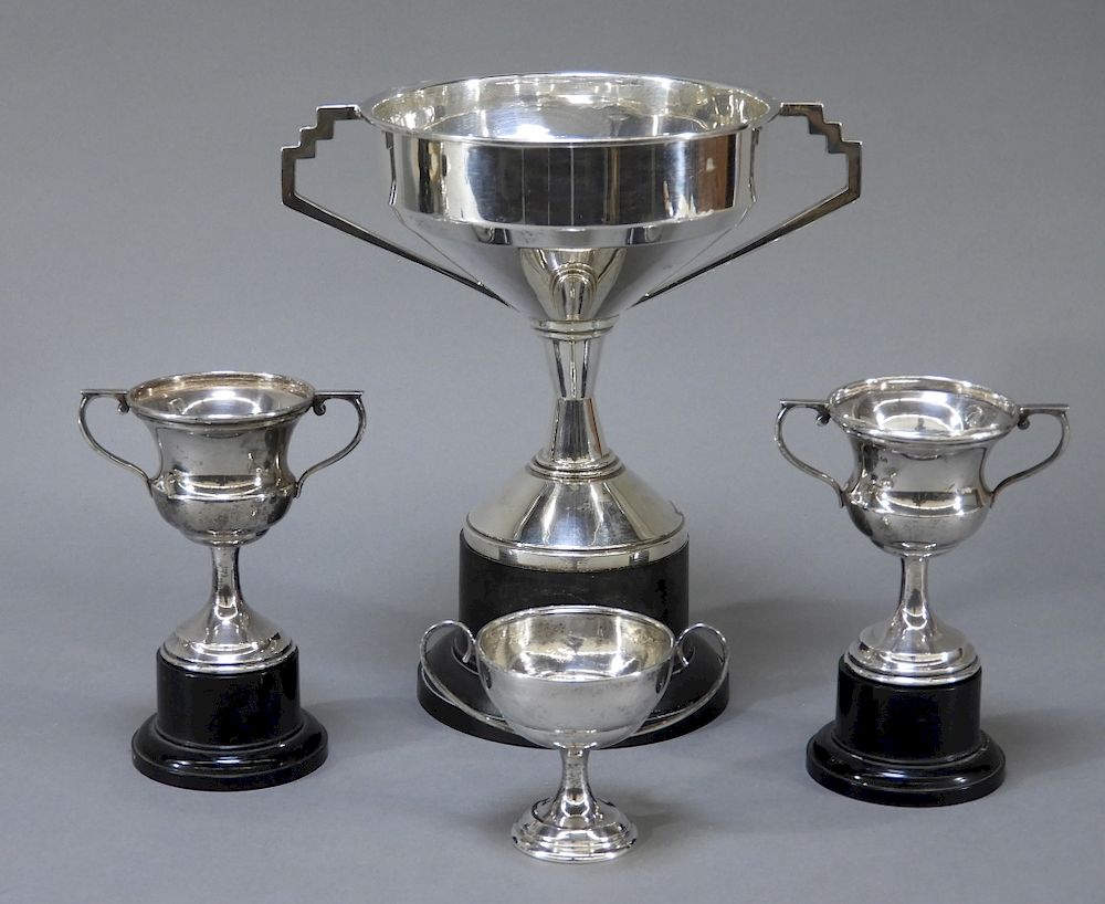 Appraisal: PC Sterling Silver Art Deco Trophy Award Group United States