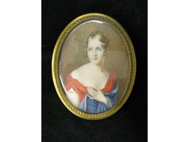 Appraisal: French Miniature Painting on Ivory of a Young Lady x