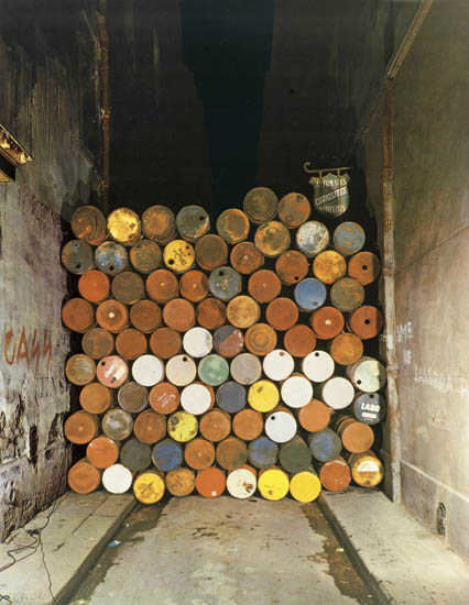 Appraisal: CHRISTO Iron Curtain--Wall of Oil Barrels Rue Visconti Paris Color