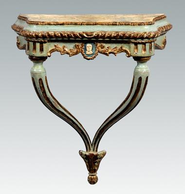 Appraisal: Italian neoclassical style console faux marble top pale blue and