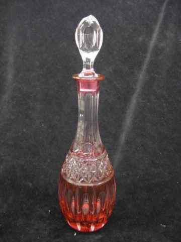 Appraisal: Cranberry Cut-to-Clear Decanter rich color '' excellent