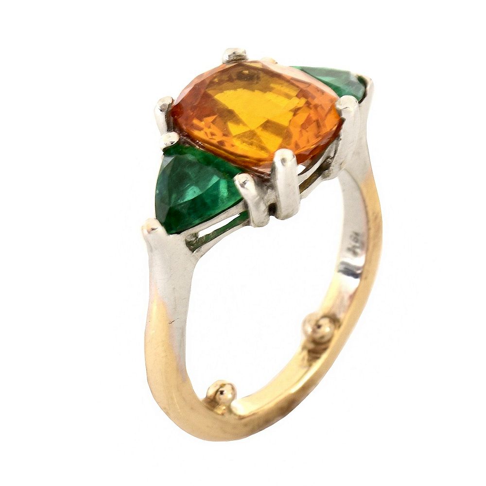 Appraisal: Citrine Tsavorite Garnet and K Ring Vintage Oval Cut Citrine