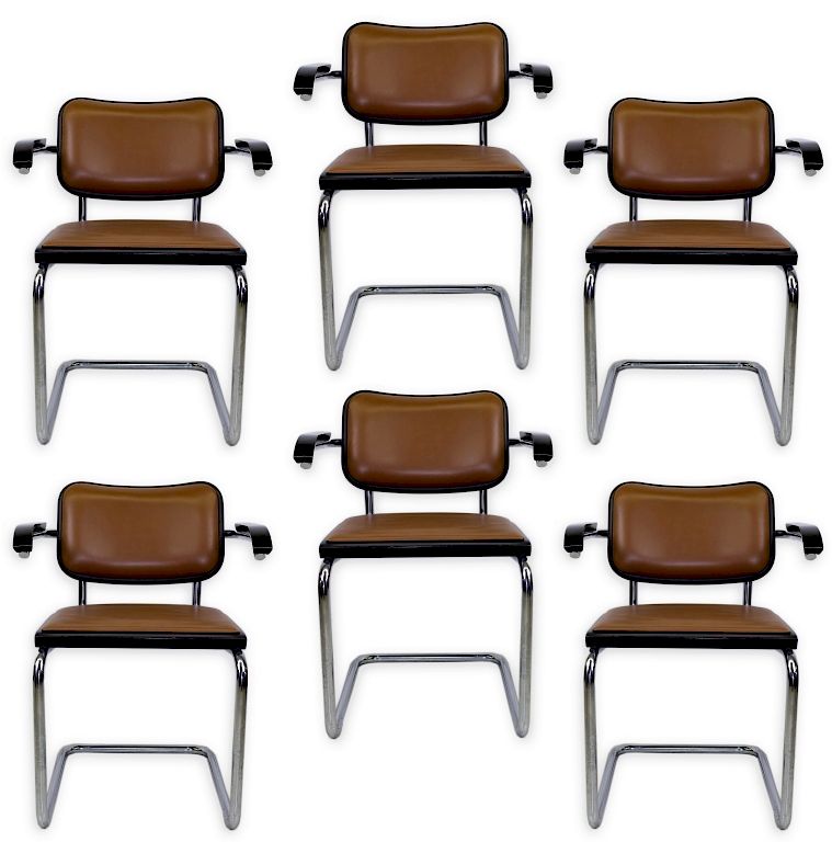 Appraisal: Marcel Breuer For Knoll Leather Dining Armchairs Set of six