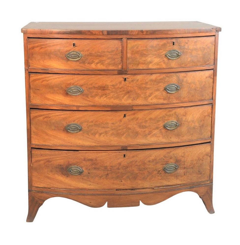 Appraisal: George IV Mahogany Chest c two over three drawer on