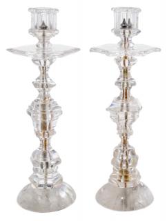 Appraisal: Pair Baroque Style Rock Crystal Candlesticks Continental th century -