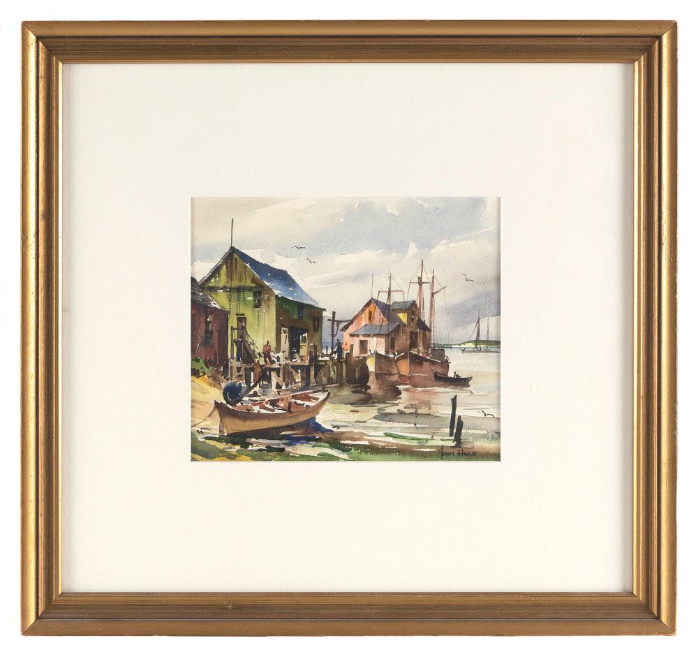 Appraisal: JOHN CUTHBERT HARE Massachusetts Florida - Dock scene Signed lower