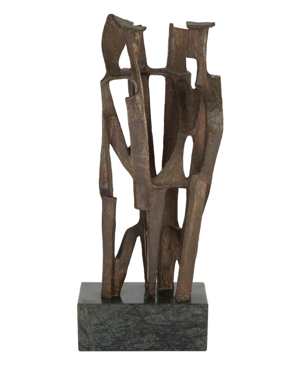 Appraisal: Joan Strauss Carl - American Abstract figures Patinated bronze on