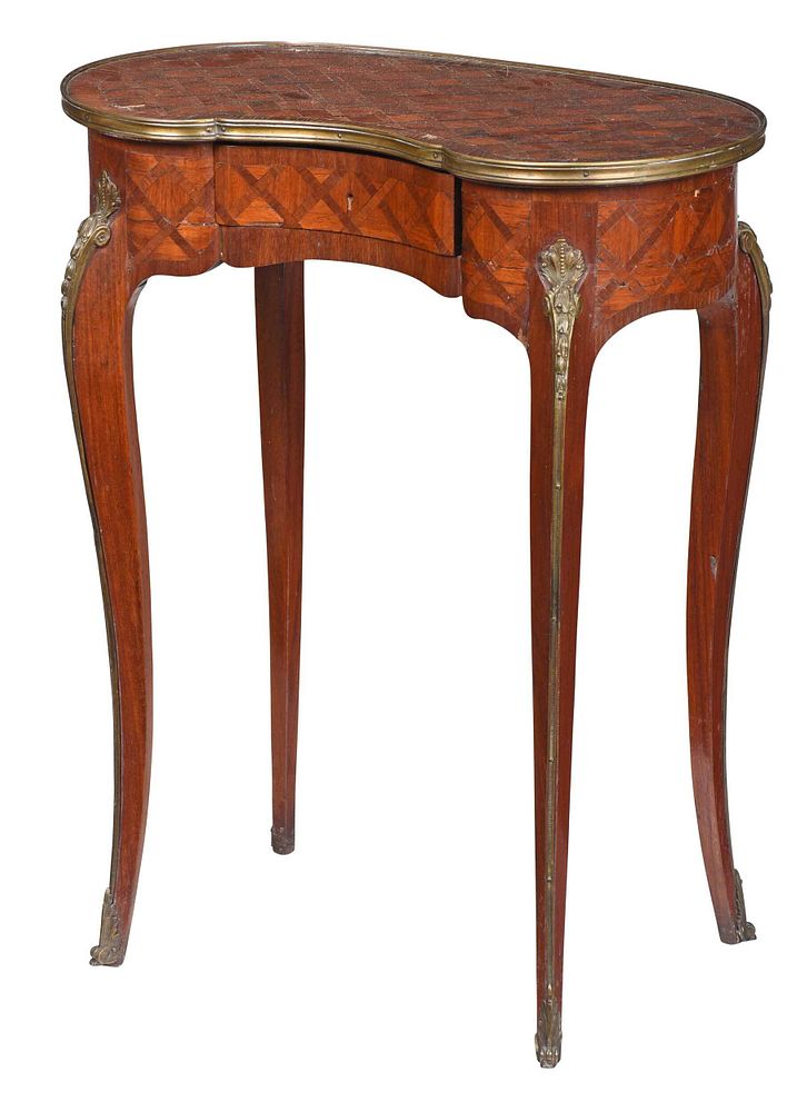 Appraisal: Louis XV Style Parquetry Veneered Side Table French late th