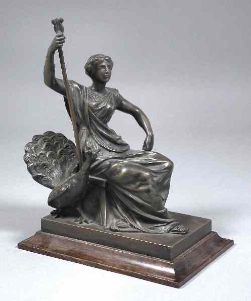 Appraisal: A th Century French green brown patinated bronze figure of