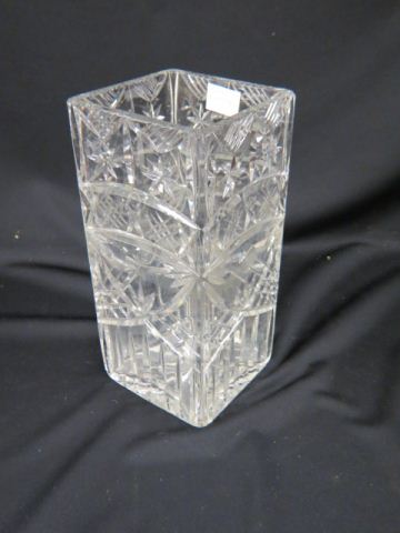 Appraisal: Cut Crystal Tall Vase star fancy cross hatching tall