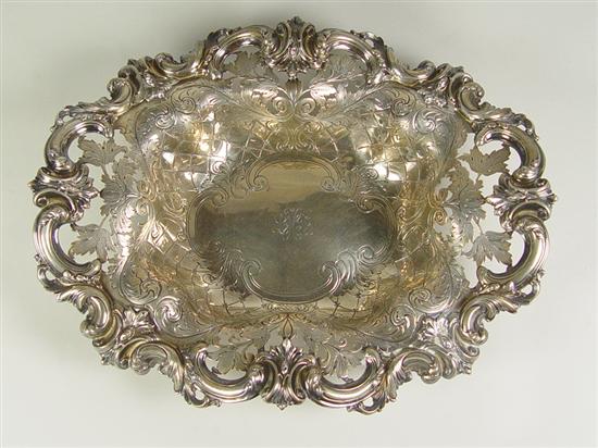 Appraisal: Sterling Centerpiece Bowl Cast and pierced scrolling border with engraving