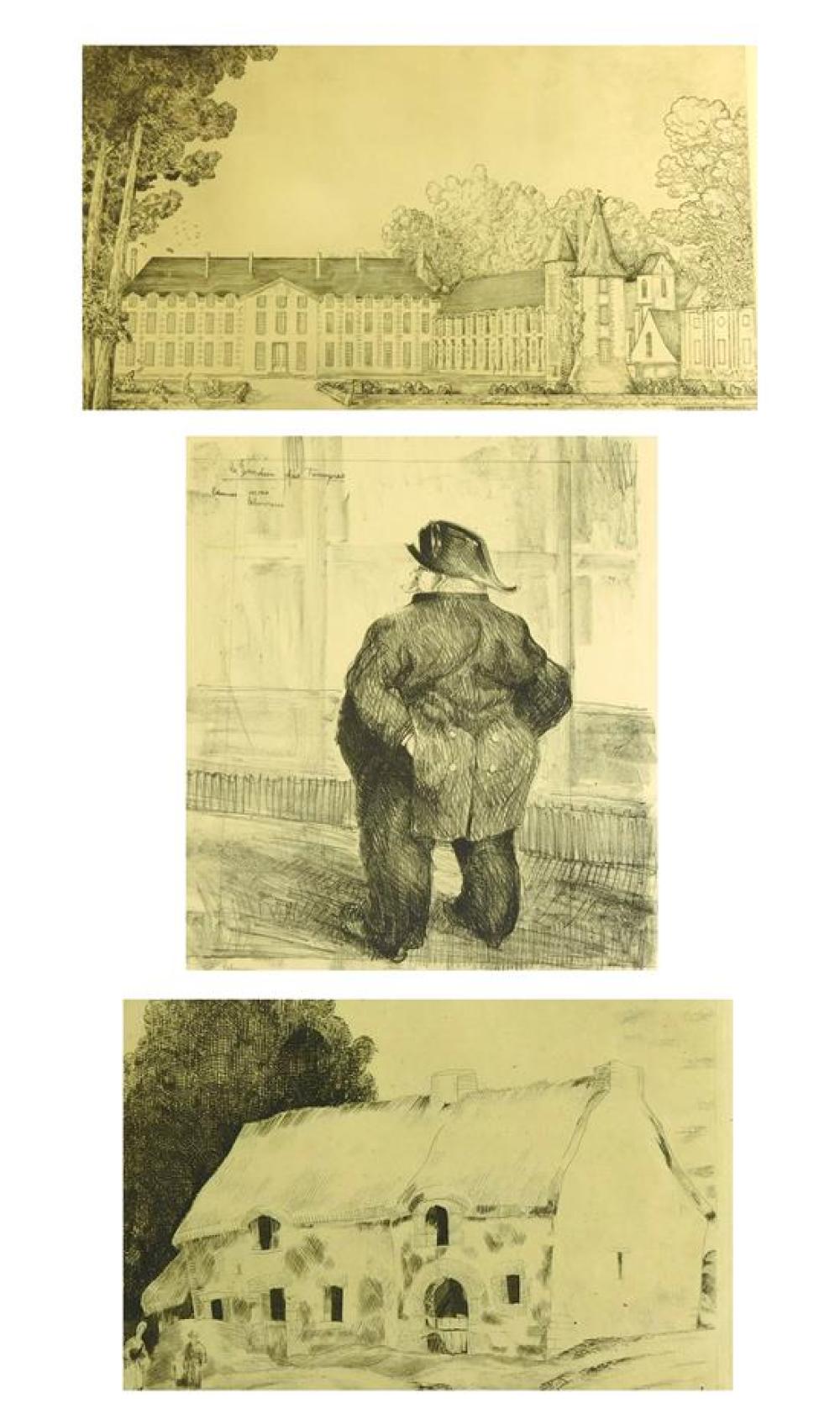 Appraisal: Jean-Emile Laboureur France - Les Deux chaumi res Etching Loyer