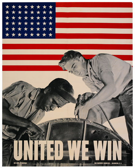 Appraisal: MILITARY United We Win WW II poster x inches printed