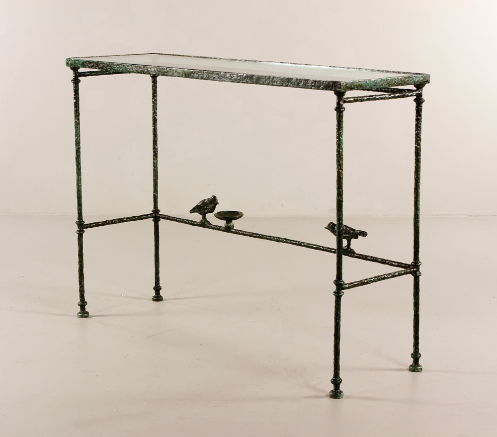 Appraisal: - Giacometti Console aux Oiseaux Bronze and Glass Diego Giacometti