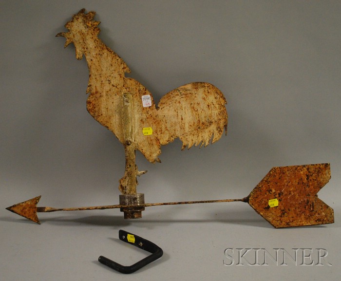 Appraisal: Painted Cut Sheet Iron Rooster and Arrow Weather Vane ht