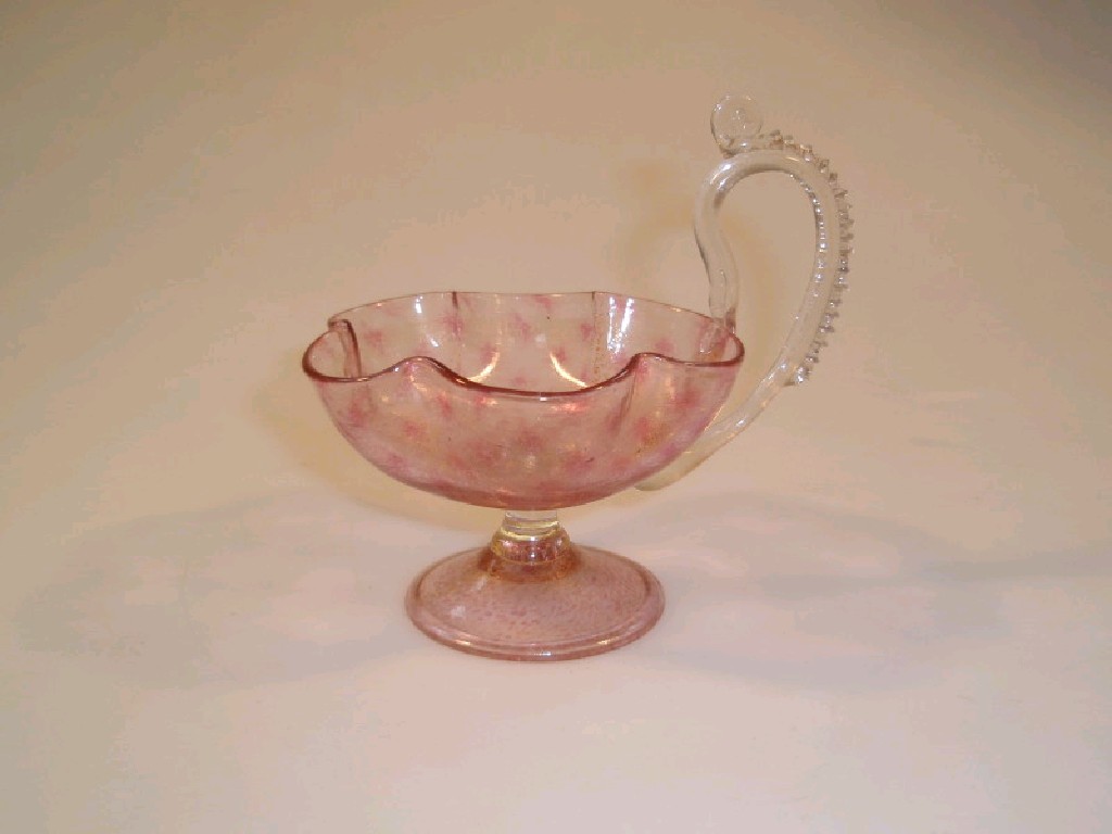 Appraisal: A Venetian glass stem dish of petallated form pink tinted