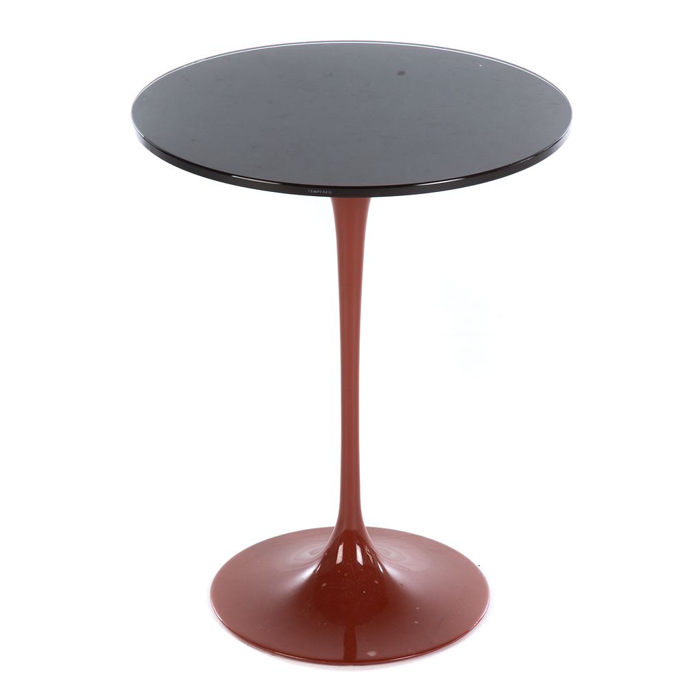 Appraisal: Saarinen Style Glass Top Tulip Table Amber cased glass with