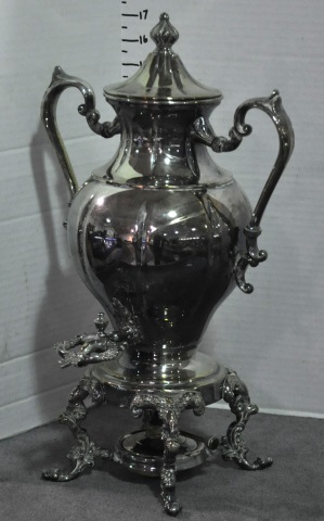 Appraisal: Silverplate Hot Water UrnWith alcohol burner high