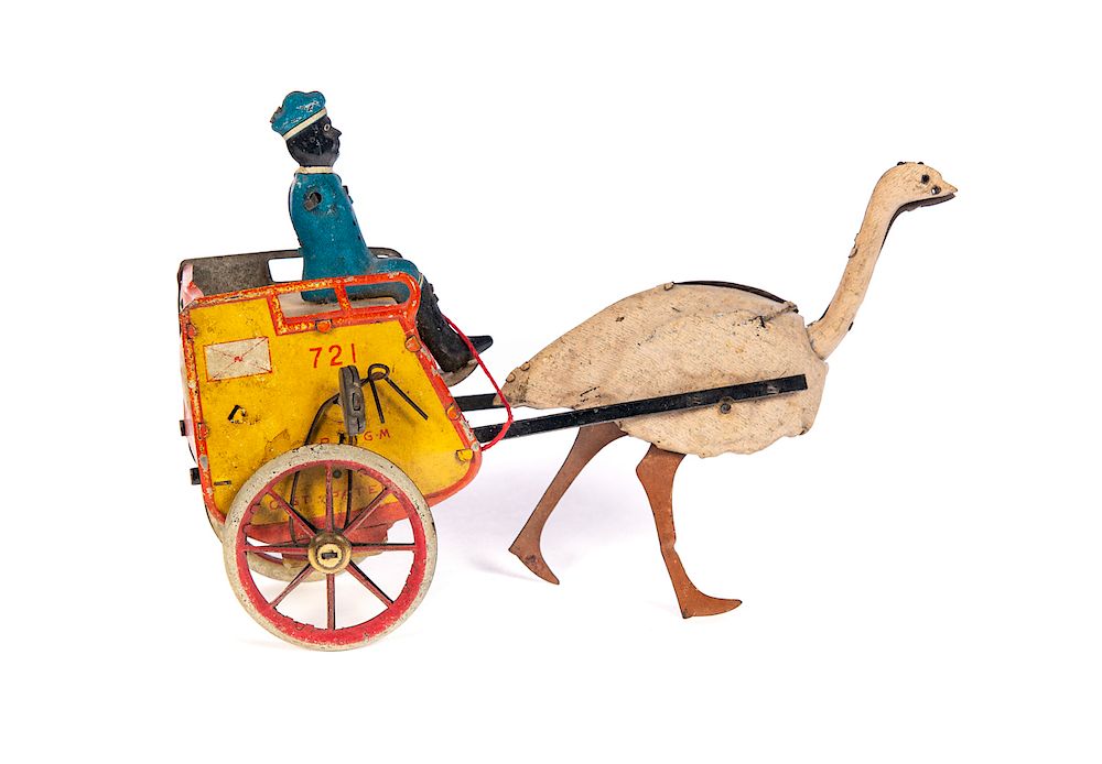 Appraisal: Lehmann Ostrich and Driver Tin Wind Up Toy Good condition