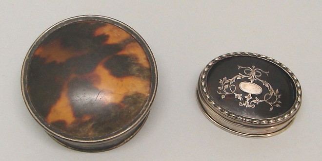 Appraisal: Lot of two One silver box with tortoise shell top