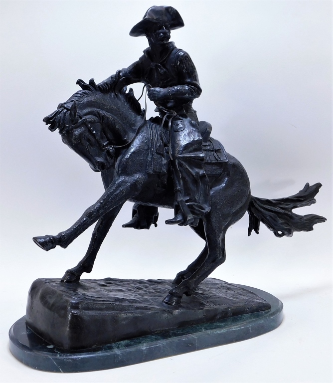 Appraisal: AFT FREDRIC REMINGTON COWBOY BRONZE SCULPTURE United States - Finely