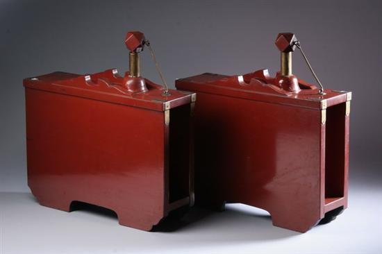 Appraisal: TWO JAPANESE RED LACQUER WATER CONTAINERS - in x in