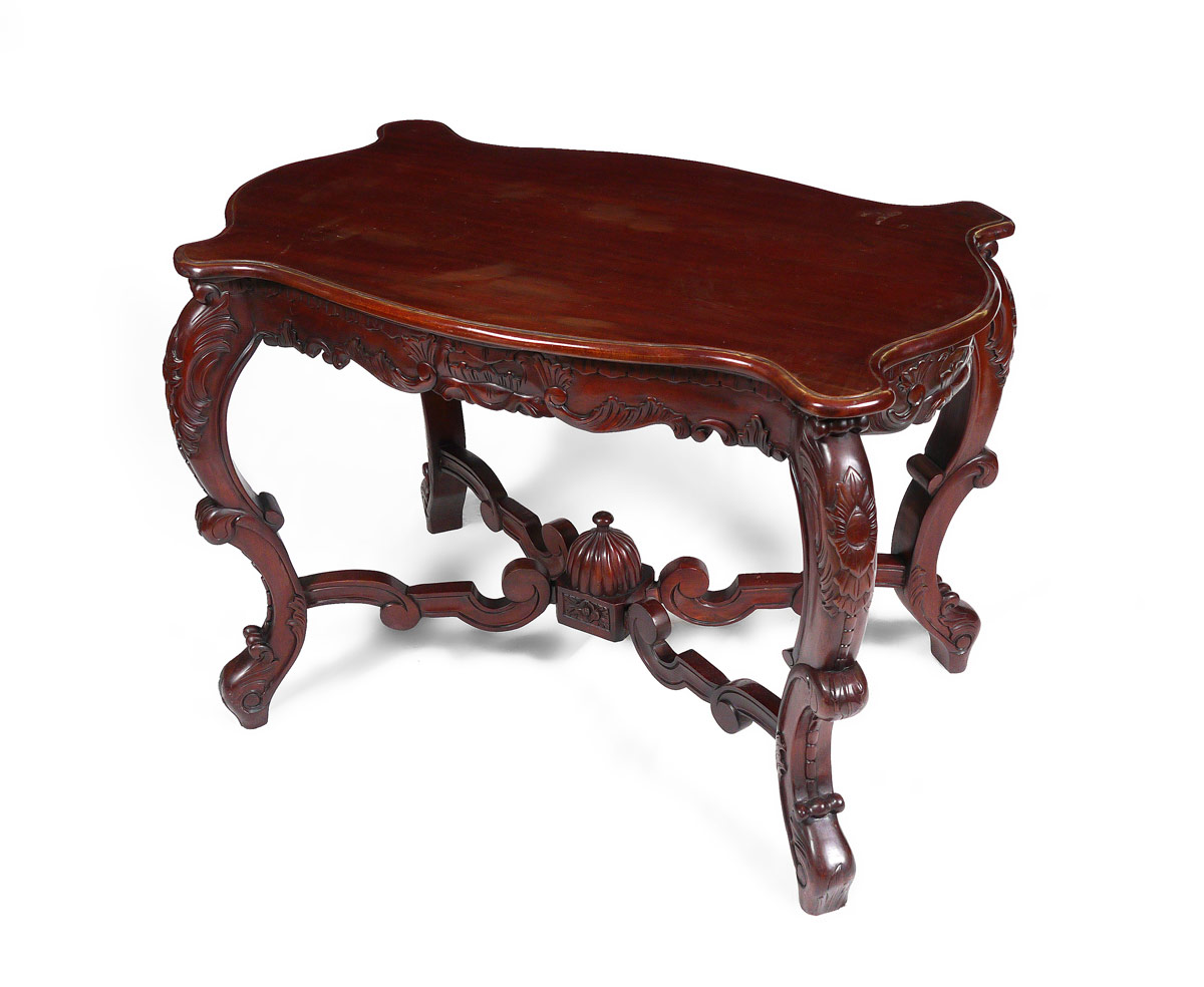 Appraisal: VICTORIAN STYLE CARVED HALL TABLE Contemporary table in the Victorian