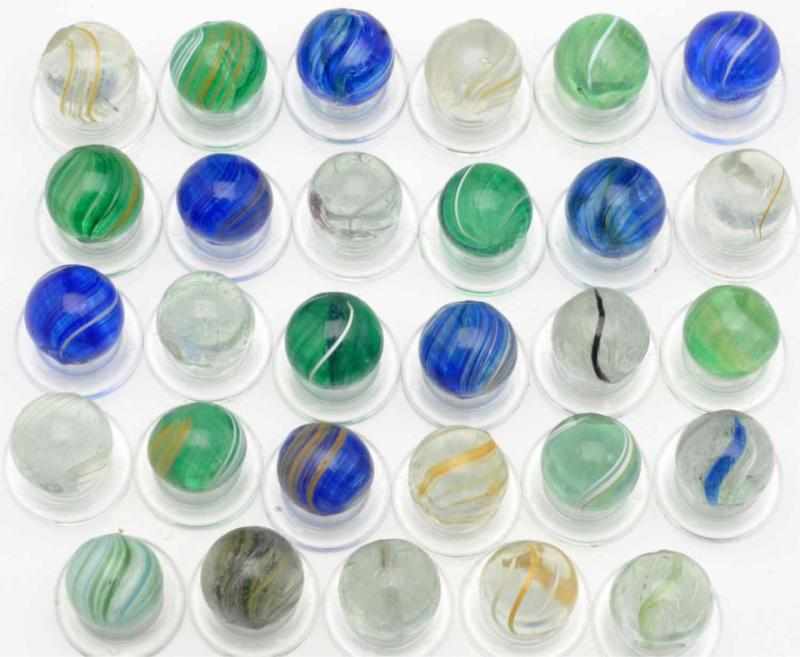 Appraisal: Lot of Banded Transparent Marbles Includes banded transparent marbles one