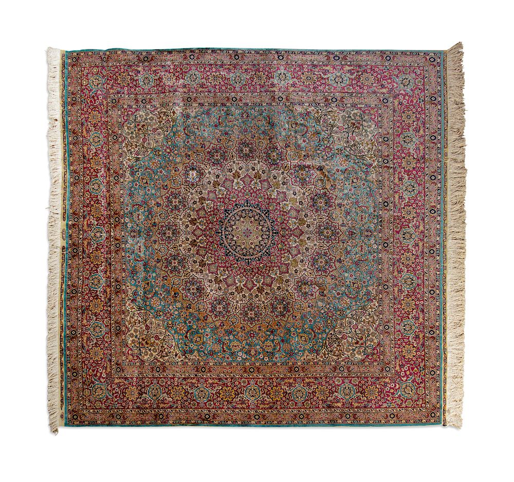 Appraisal: A Persian Silk and Wool Rug A Persian Silk and