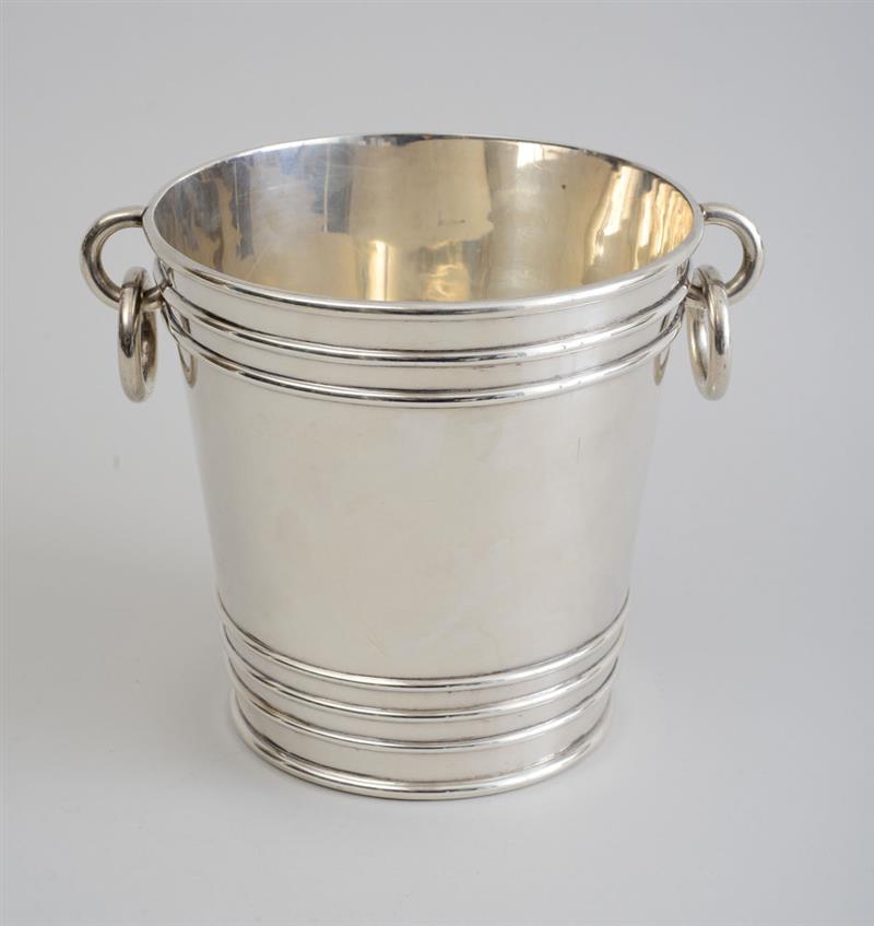 Appraisal: PORTUGUESE SILVER WINE COOLER RETAILED BY TIFFANY CO The cylindrical