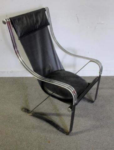 Appraisal: McKay Craft Furniture Art Deco Spring Chair Black leather From