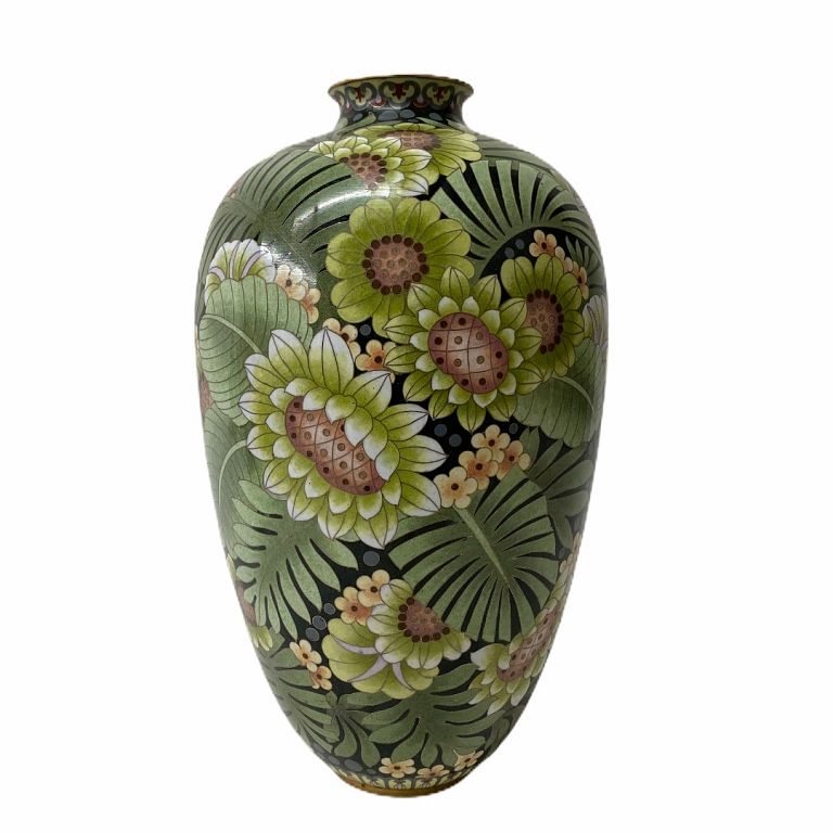 Appraisal: Cloisonne Vase Cloisonne Vase Floral Design Chinese Measures inches high