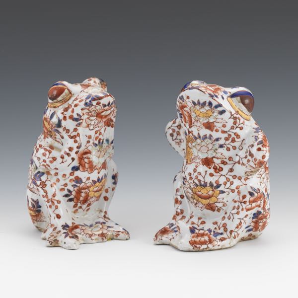 Appraisal: TWO JAPANESE PORCELAIN FROGS CONTEMPLATION AND RELAXATION BY YAYOU ZHEN