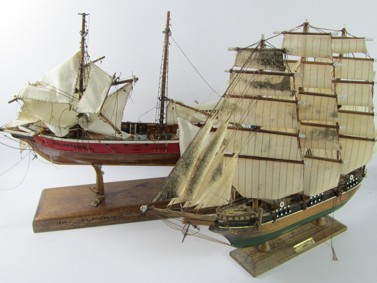 Appraisal: A wooden scale model of a two masted sailing vessel