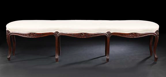 Appraisal: Provincial Louis XV-Style Fruitwood Bench late th century the long