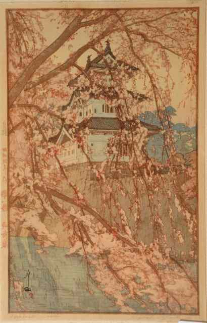 Appraisal: HIROSHI YOSHIDA - 'Hirosaki Castle' from the series Sakura hachidai