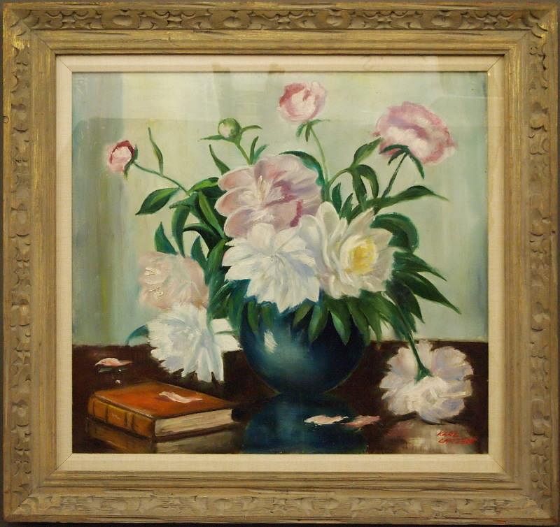 Appraisal: K Larsen floral still life Karl Larsen Danish - Oil