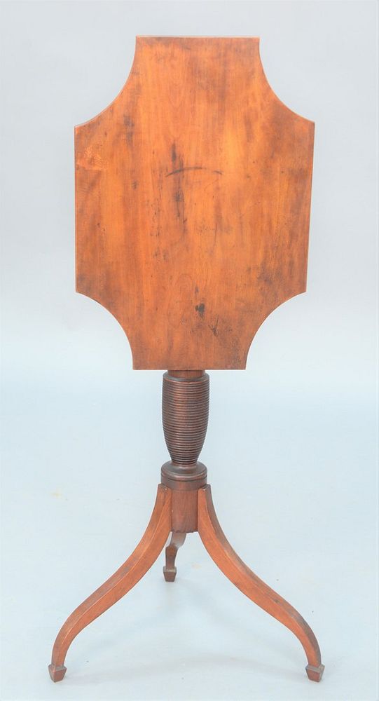 Appraisal: Federal Cherry Tilt Top Candle Stand with shaped top on