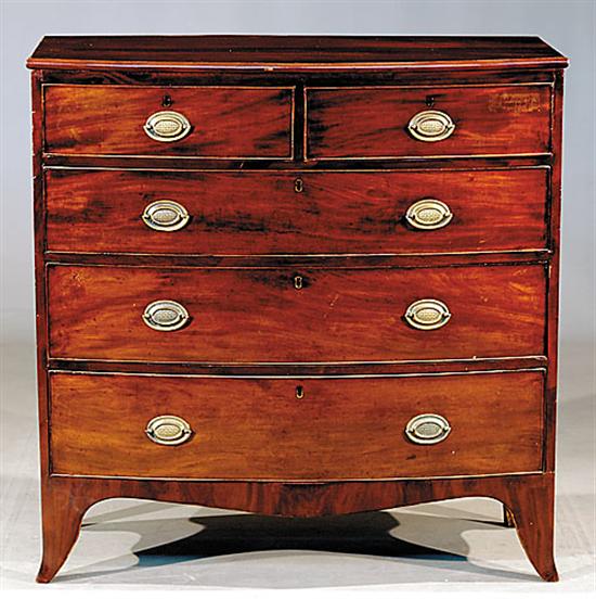 Appraisal: English mahogany bow front chest of drawers mid th centurybowed