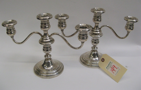 Appraisal: PAIR OF GORHAM STERLING SILVER CANDELABRA convertible three-light - H