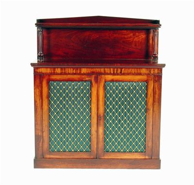 Appraisal: A William IV mahogany chiffonier the raised three quarter gallery