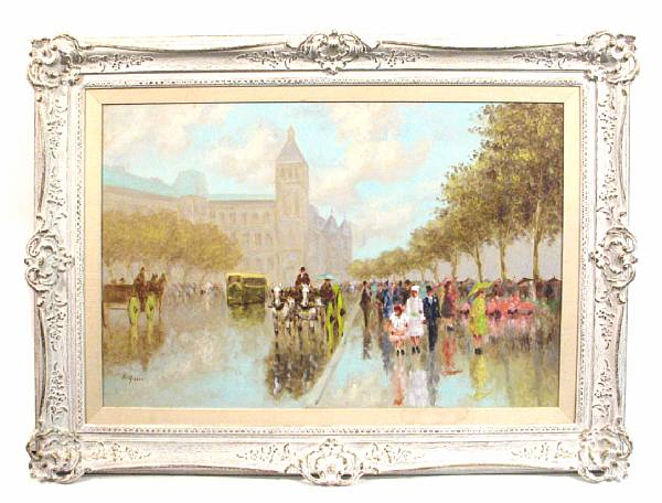 Appraisal: Andr Gisson American - A Paris Street Scene signed 'A