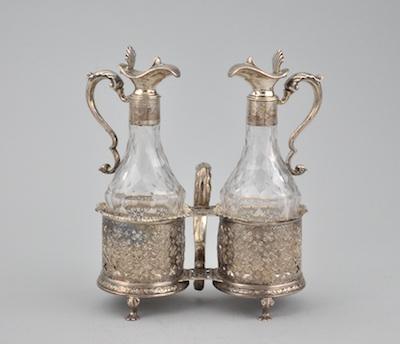 Appraisal: A Sterling Silver Oil and Vinegar Set London ca Reticulated