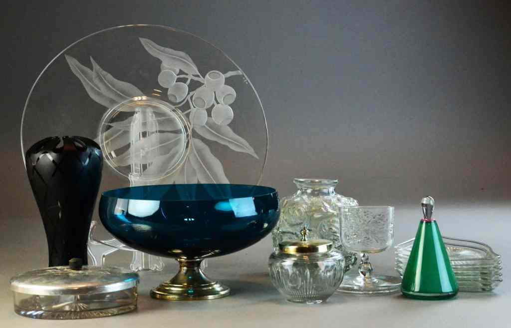 Appraisal: Pcs Glassware ItemsTo include a Gorham sterling and blue glass