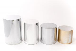 Appraisal: Set of Four Graduated Polished Chrome Pedestals American circa s