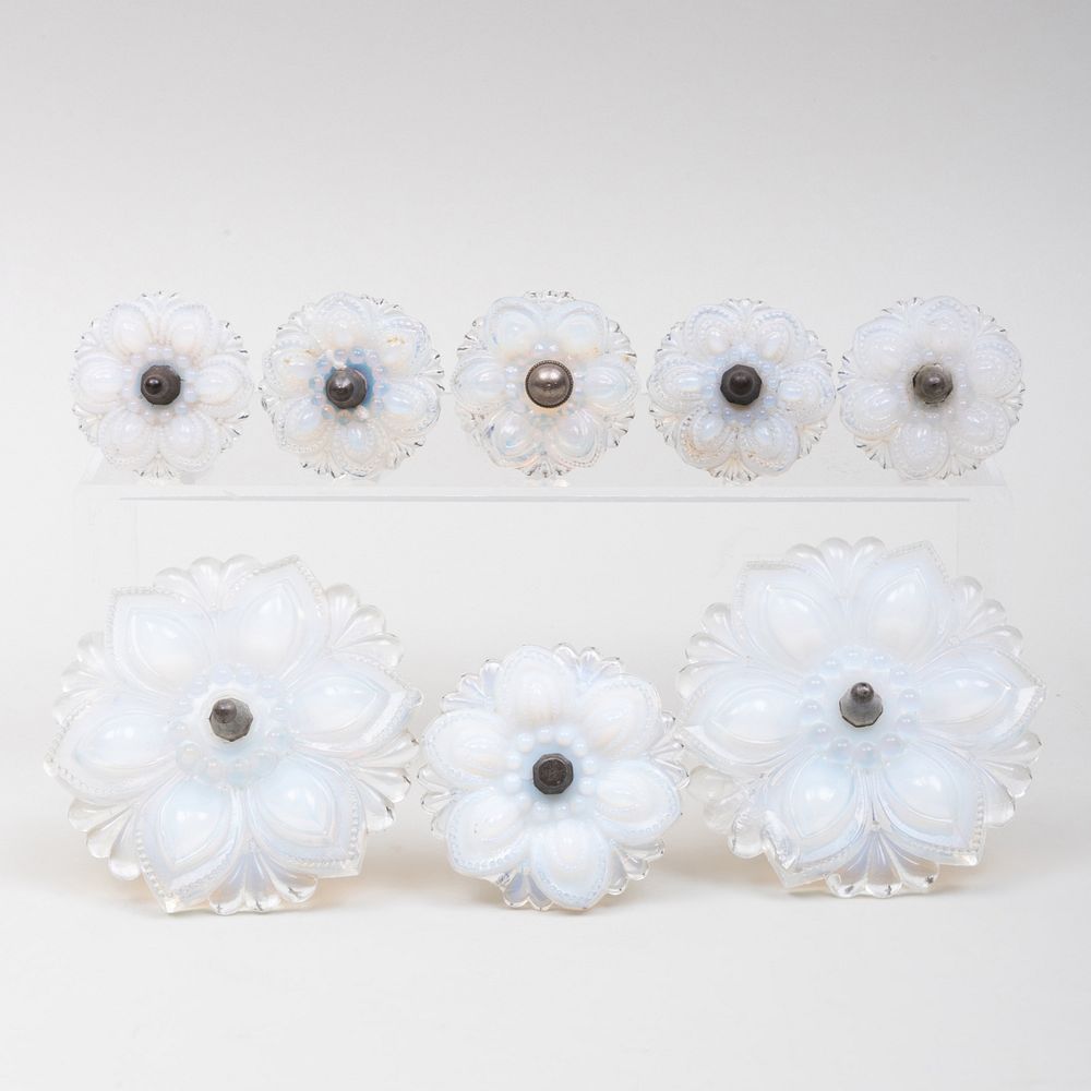 Appraisal: Assembled Set of Eight Opalescent Pressed Glass Curtain Tie Backs