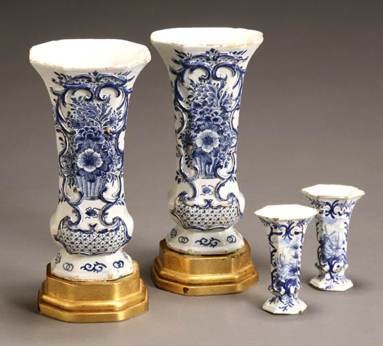 Appraisal: Two Pairs of Dutch Delft Blue and White Vases th-