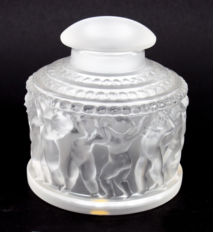 Appraisal: Lalique partially frosted glass dresser bottle in the Enfants pattern