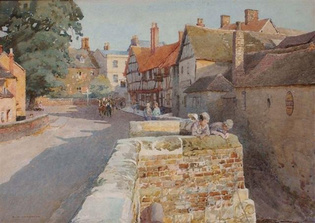 Appraisal: ERNEST ALBERT CHADWICK - - View of Tewkesbury signed watercolour